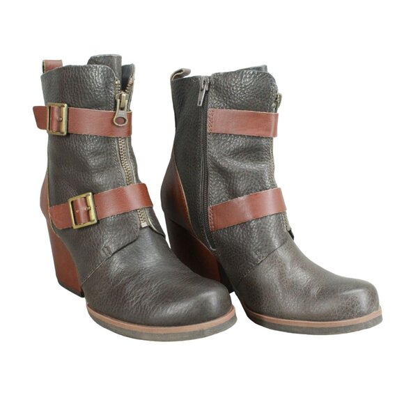 Kors by Kork Ease Brown Pebbled Leather Heeled Ankle Boots 6.5 - Picture 2 of 9